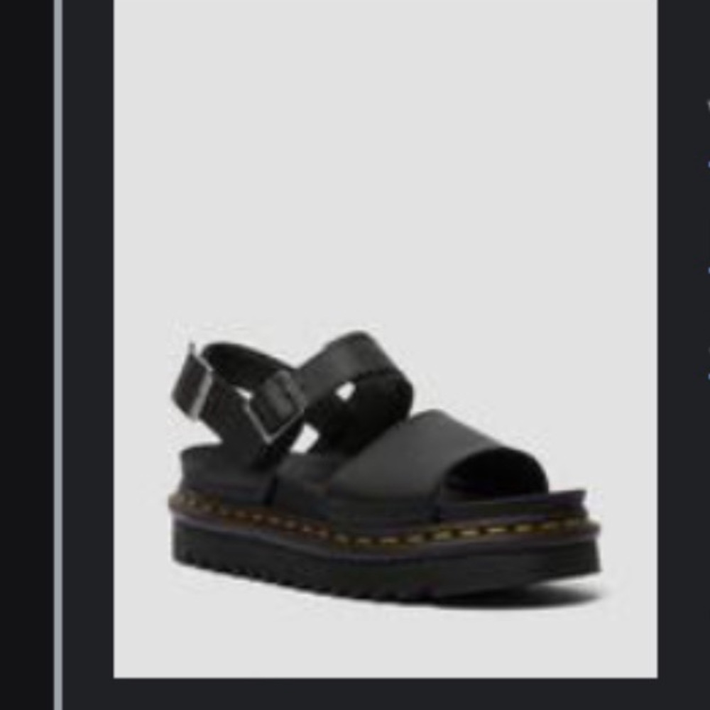 Dr. Martens Voss Black Leather Double-Strap Sandals